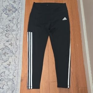 Adidas Kids Black Leggings with White Stripes
